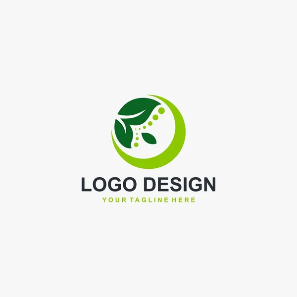 Green Leaf Circle Logo Design Vector Plant Abstract Illustration — Stock Vector
