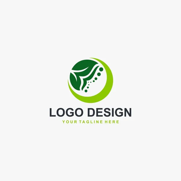 Folha Verde Círculo Logotipo Vetor Design Planta Ilustração Abstrata — Vetor de Stock