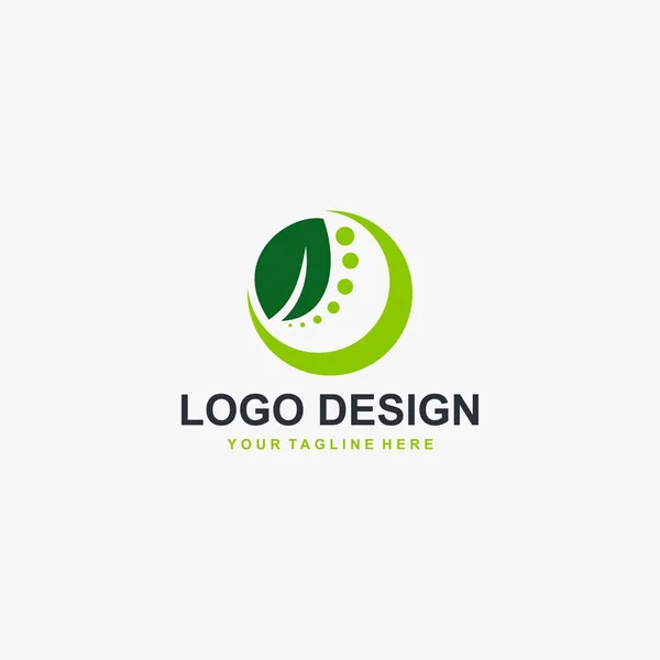 Πράσινο Λογότυπο Κύκλο Φύλλων Σχεδιασμό Διάνυσμα Εικονογράφηση Φυτού — Διανυσματικό Αρχείο