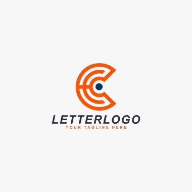 C harfi ve yay tasarım vektörü. Ana hat logo tasarımı. Okçuluk spor logosu tasarımı.