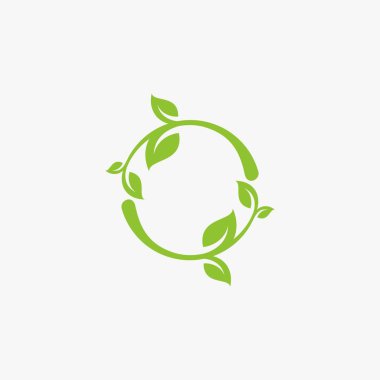 Yeşil yaprak daire logo tasarım vektörü. Biyo doğal yaprak simgesi tasarımı.