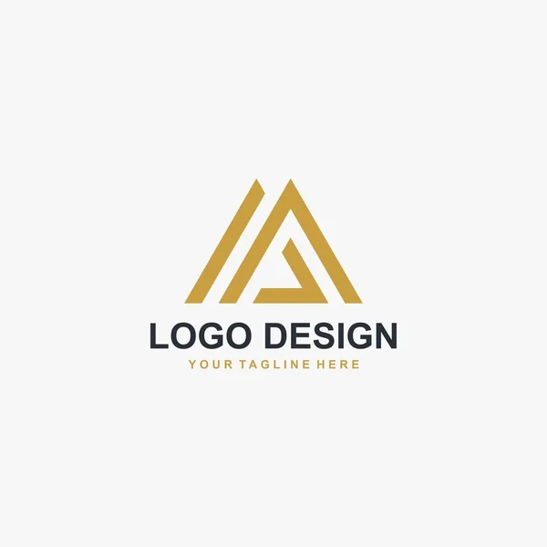 Dağ soyut logo tasarım vektörü. Üçgen soyut simge çizimi. AM harfi logo tasarımı.