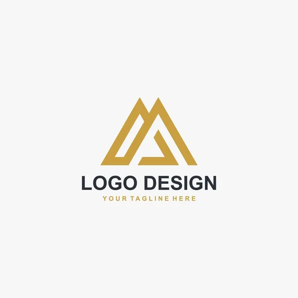 Dağ soyut logo tasarım vektörü. Üçgen soyut simge çizimi. AM harfi logo tasarımı.