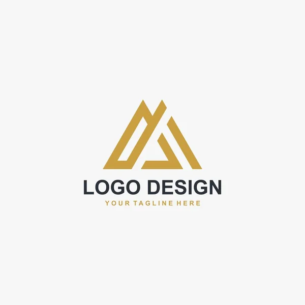 Dağ soyut logo tasarım vektörü. Üçgen soyut simge çizimi. AM harfi logo tasarımı.