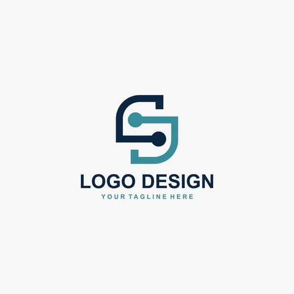 Letra Logo Design Vector Ilustración Icono Tecnología — Vector de stock