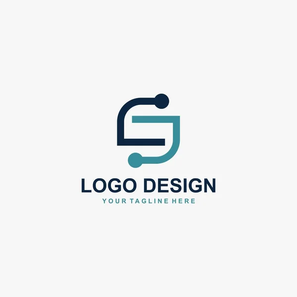 Letra Logo Design Vector Ilustración Icono Tecnología — Vector de stock