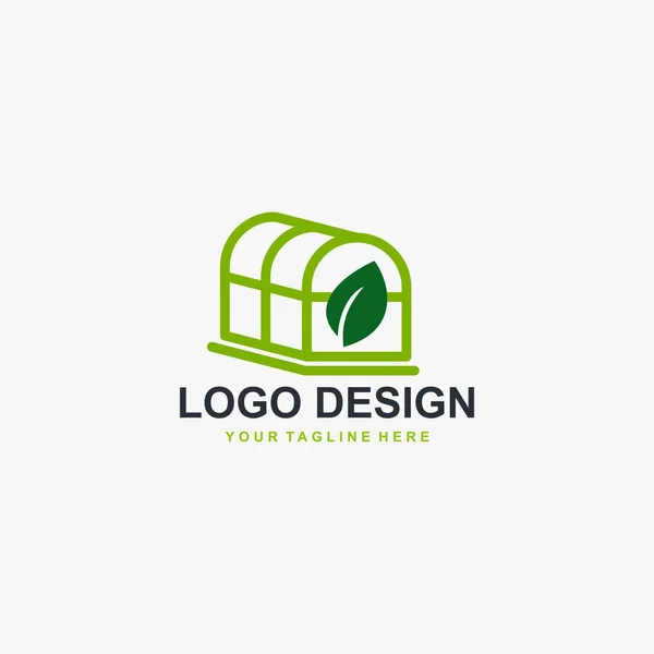 Vetor Projeto Logotipo Estufa Projeto Ícone Estufa Logotipo Planta Ilustração — Vetor de Stock