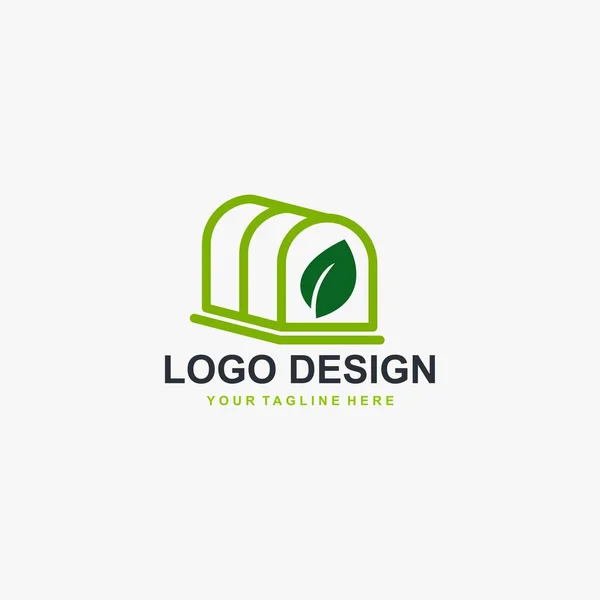 Vetor Projeto Logotipo Estufa Projeto Ícone Estufa Logotipo Planta Ilustração — Vetor de Stock