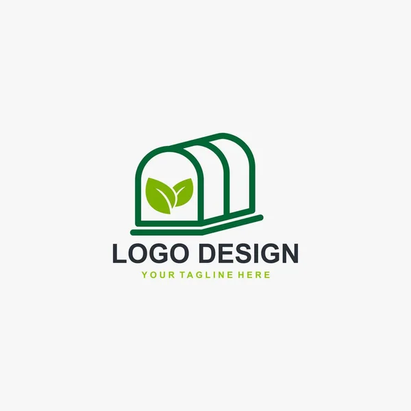 Broeikaslogo Ontwerp Vector Serre Icoon Ontwerp Plantaardige Logo Blad Pictogram — Stockvector