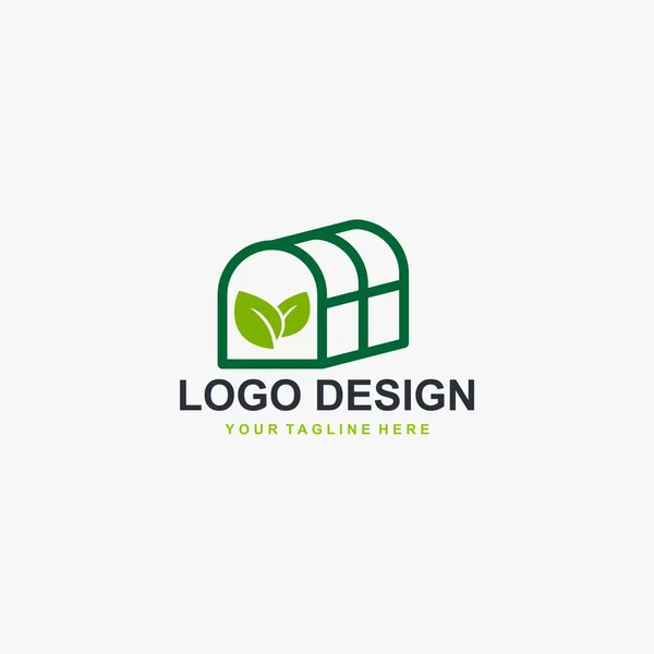 Vetor Projeto Logotipo Estufa Projeto Ícone Estufa Logotipo Planta Ilustração — Vetor de Stock