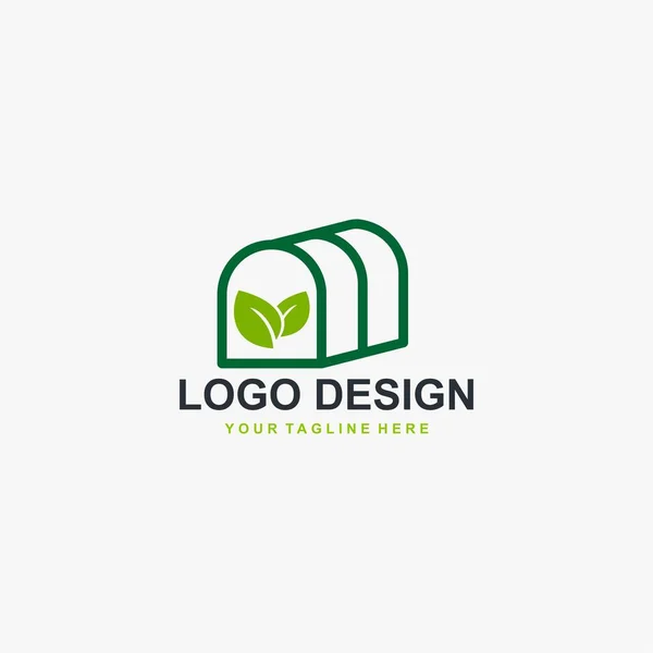 Σχεδιασμός Λογότυπου Θερμοκηπίου Σχεδιασμός Εικονιδίου Θερμοκηπίου Λογότυπο Φυτών Εικονογράφηση Σχεδίασης — Διανυσματικό Αρχείο