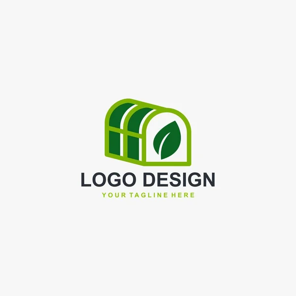 Vector Diseño Logotipo Invernadero Diseño Icono Invernadero Logo Planta Ilustración — Vector de stock