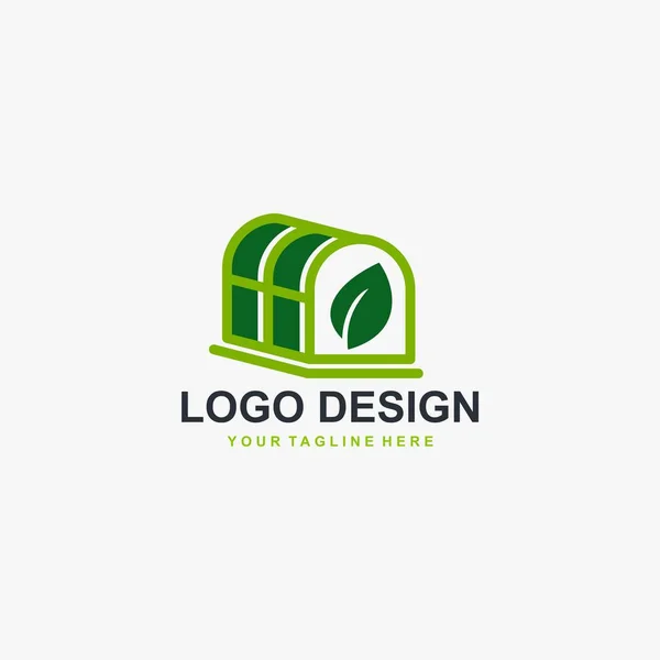 Vetor Projeto Logotipo Estufa Projeto Ícone Estufa Logotipo Planta Ilustração — Vetor de Stock