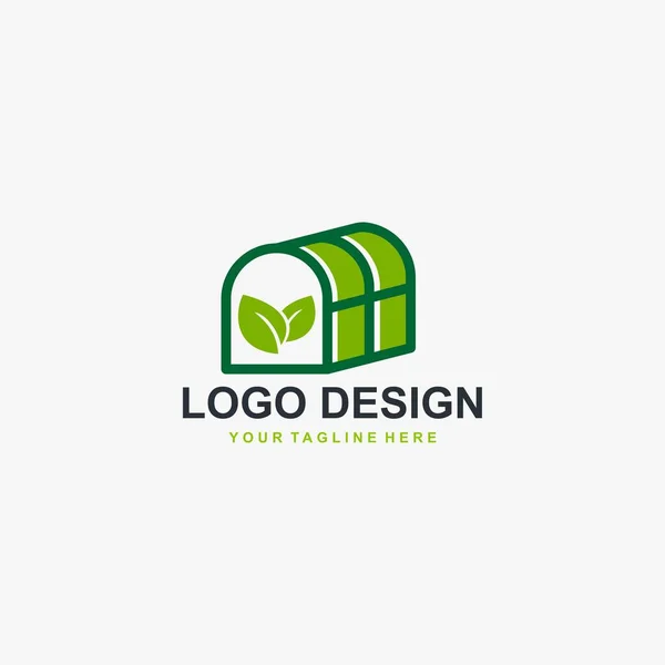 Skleníkové Logo Design Vektor Design Skleníkové Ikony Logo Rostliny Ilustrace — Stockový vektor
