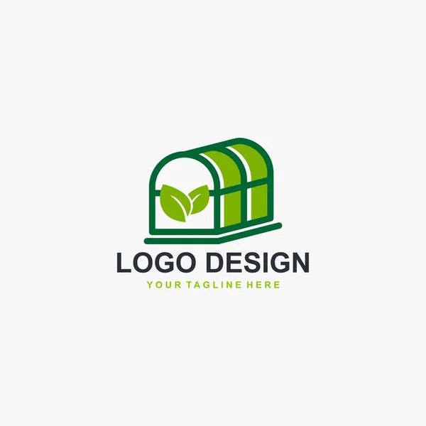 Σχεδιασμός Λογότυπου Θερμοκηπίου Σχεδιασμός Εικονιδίου Θερμοκηπίου Λογότυπο Φυτών Εικονογράφηση Σχεδίασης — Διανυσματικό Αρχείο