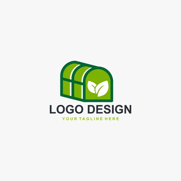 Вектор Дизайна Логотипа Теплицы Дизайн Иконы Теплицы Логотип Растения Рисунок — стоковый вектор
