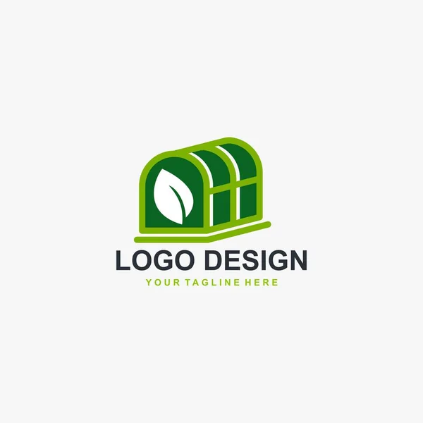 Vector Diseño Logotipo Invernadero Diseño Icono Invernadero Logo Planta Ilustración — Archivo Imágenes Vectoriales