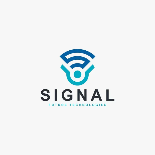 Vecteur Conception Logo Signal Sans Fil Lettre Logo Contour Illustration — Image vectorielle