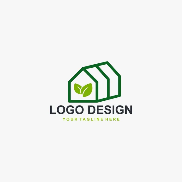 Vetor Projeto Logotipo Estufa Projeto Ícone Estufa Logotipo Planta Ilustração — Vetor de Stock