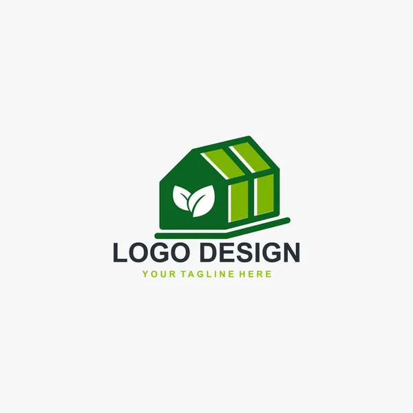 Gewächshaus Logo Design Vektor Gewächshaus Icon Design Pflanze Logo Blatt — Stockvektor