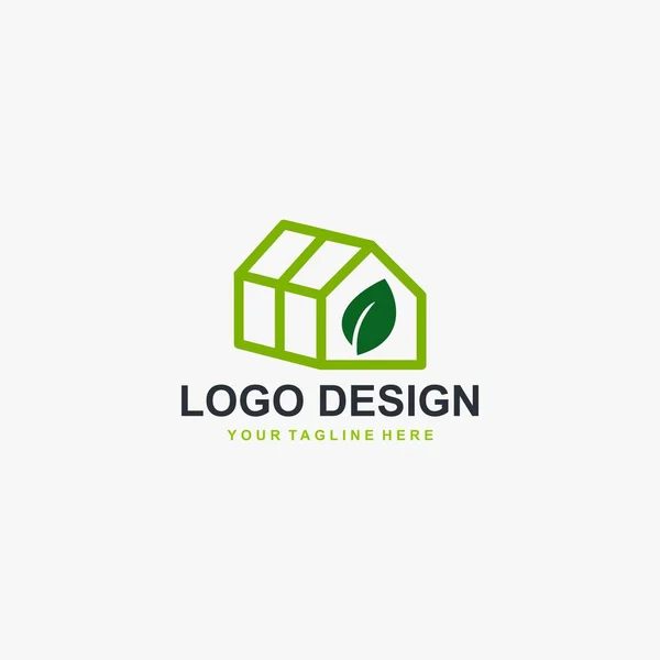 Vector Diseño Logotipo Invernadero Diseño Icono Invernadero Logo Planta Ilustración — Vector de stock