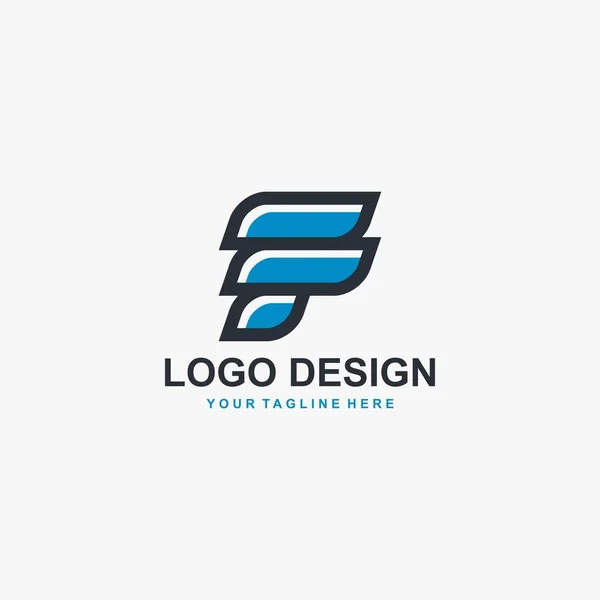 Letter Logo Design Vector Sign Blue Design Outline Logo — Stock Vector