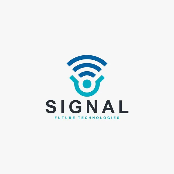 Draadloze Signaallogo Design Vector Letter Outline Logo Signaalillustratie Blauwe Kleuren — Stockvector
