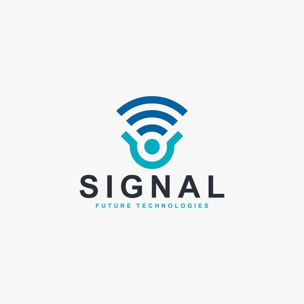 Trådlös Signal Logotyp Design Vektor Bokstaven Anger Logotyp Signalillustration Blå — Stock vektor