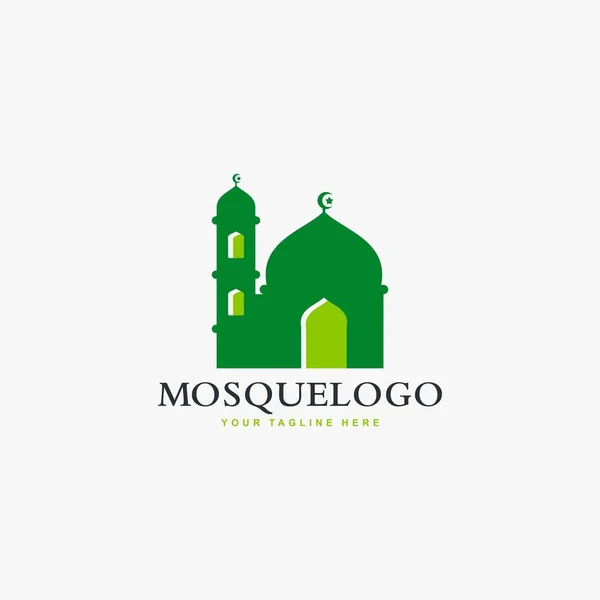 Diseño Del Logotipo Mezquita Vector Ilustración Del Edificio Islámico Hogar — Vector de stock