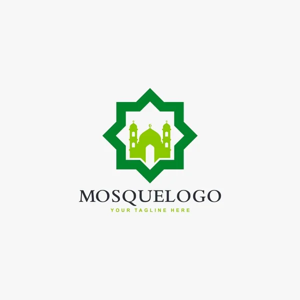 Mesquita Logotipo Vetor Design Ilustração Edifício Islâmico Casa Para Rezar —  Vetores de Stock