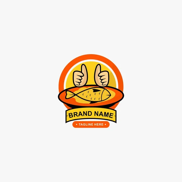 Vettore Progettazione Logo Della Mascotte Alimentare Design Logo Ristorante Sorridi — Vettoriale Stock