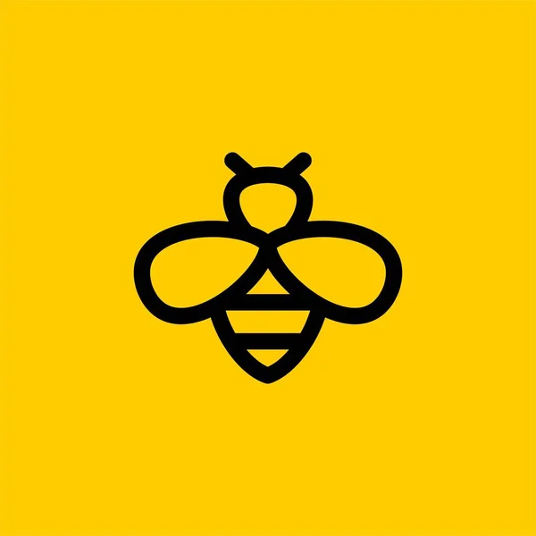 Bienenlinie Logo Design Vektor Bienenhonig Hinweisschild Bee Home Sechseck Logo — Stockvektor