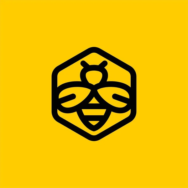 Vetor Design Logotipo Linha Abelha Sinal Ilustração Mel Abelha Bee —  Vetores de Stock