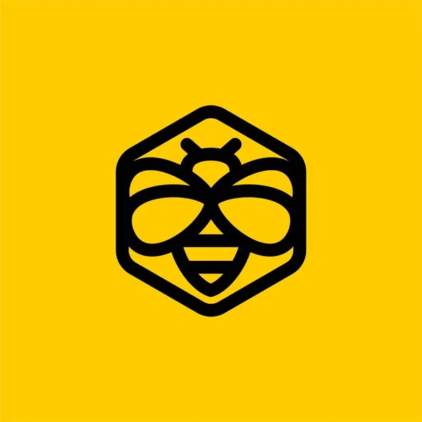 Vetor Design Logotipo Linha Abelha Sinal Ilustração Mel Abelha Bee —  Vetores de Stock