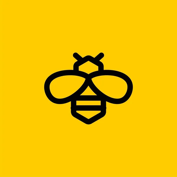 Arı Ana Hatlı Logo Tasarım Vektörü Arı Balı Illüstrasyon Işareti — Stok Vektör