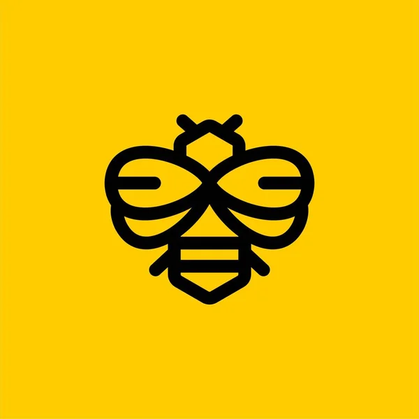 ビーアウトラインロゴデザインベクトル 蜂の蜂蜜のイラストサイン ビーホーム六角形のロゴデザイン 黄色い蜂の輪郭のロゴベクトル — ストックベクタ