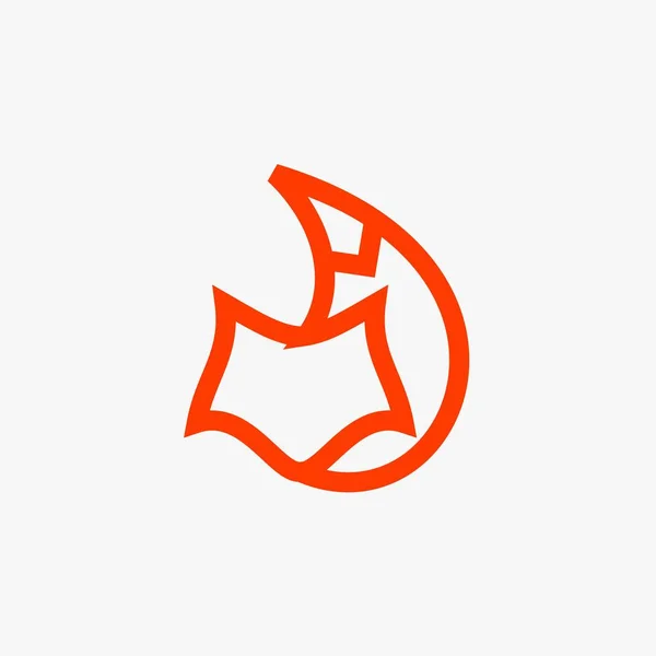 Fox Ligne Logo Vecteur Conception Illustration Renard Sauvage Orange Renard — Image vectorielle