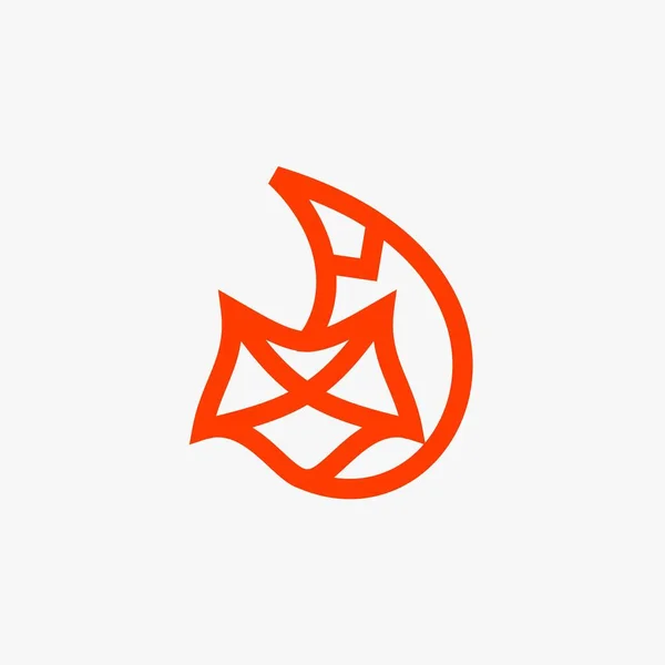 Fox Ligne Logo Vecteur Conception Illustration Renard Sauvage Orange Renard — Image vectorielle