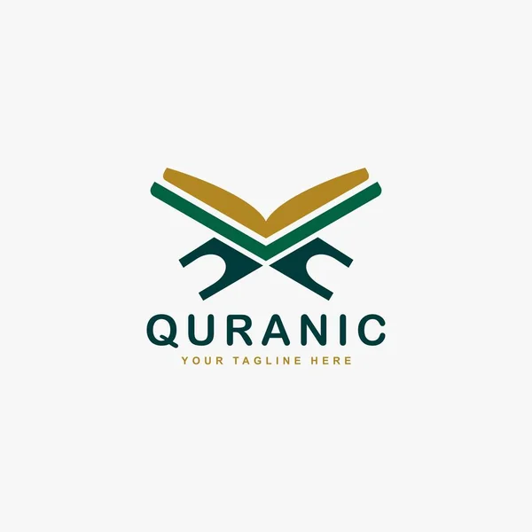 Kuran logo tasarım vektörü. İslam Kitabı Müslüman illüstrasyon logosu. Arapça işaret vektörü.