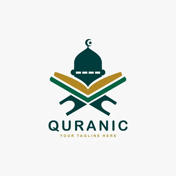 Vetor Design Logotipo Alcorão Livro Islã Logotipo Ilustração Muçulmana Vetor —  Vetores de Stock
