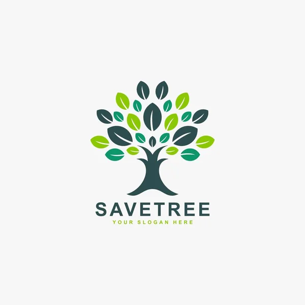 Wektor Projektowania Logo Drzewa Zapisz Logo Ilustracji Drzewa Życia Zielony — Wektor stockowy