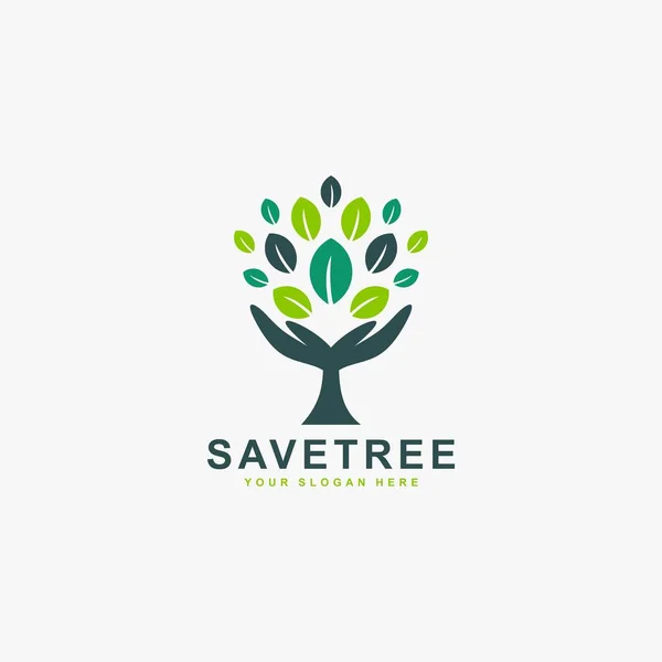 Wektor Projektowania Logo Drzewa Zapisz Logo Ilustracji Drzewa Życia Zielony — Wektor stockowy
