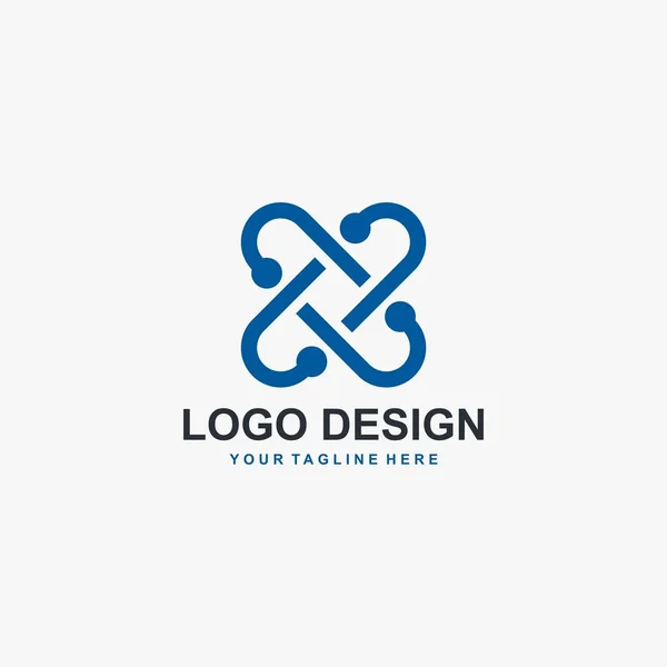 List Technologia Wektor Projektowania Logo Niebieski Zarys Projektu Logo Projekt — Wektor stockowy
