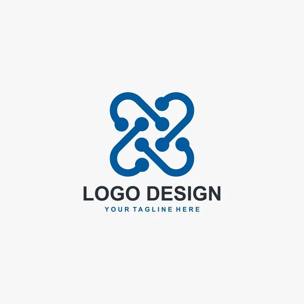 Brev Teknik Logotyp Design Vektor Blå Skiss Logotyp Design Tvärgående — Stock vektor