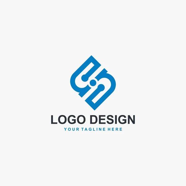 Letter Technologie Logo Ontwerp Vector Blauwe Omtrek Logo Ontwerp Dot — Stockvector