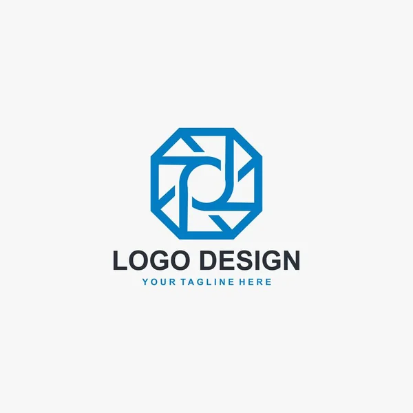 Skjut Kamera Logotyp Design Vektor Polygonal Linskamera Logotyp Design Lins — Stock vektor