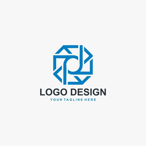 Skjut Kamera Logotyp Design Vektor Polygonal Linskamera Logotyp Design Lins — Stock vektor