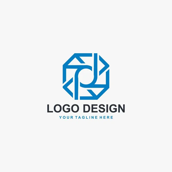 Skjut Kamera Logotyp Design Vektor Polygonal Linskamera Logotyp Design Lins — Stock vektor