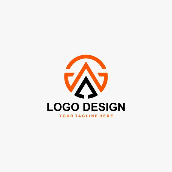 Delineie Vetor Design Logotipo Círculo Projeto Logotipo Seta Laranja Projeto — Vetor de Stock