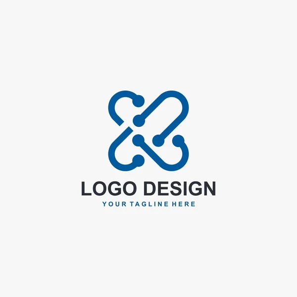 Letra Diseño Del Logotipo Tecnología Vector Diseño Logotipo Contorno Azul — Archivo Imágenes Vectoriales